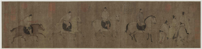 北宋 佚名 《游骑图卷》绢本高清作品