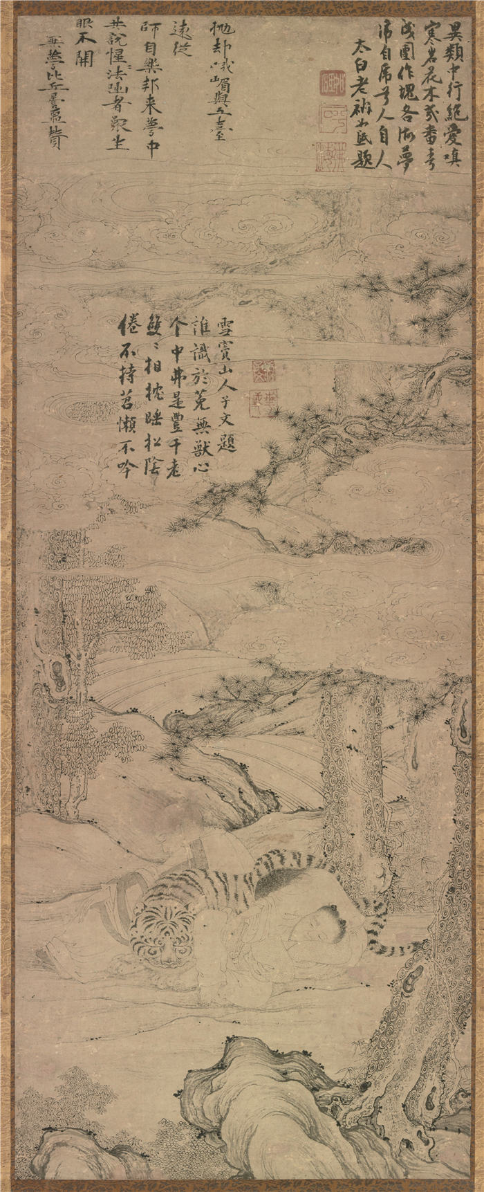 元 佚名 《四睡图》纸本高清作品 77.8×34.京
