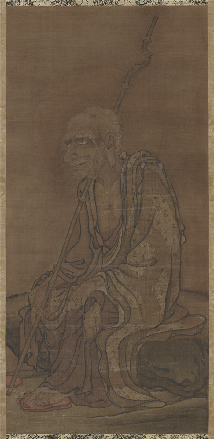 元 蔡山 《罗汉图》(轴)绢本高清作品 113.3×53.9