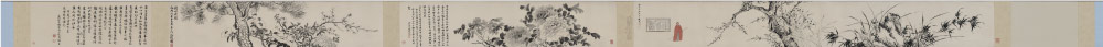明 钱彀 《梅花水仙图》(全卷)纸本高清作品 33.7x391.9