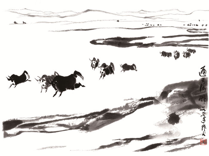 吴作人《通天河》高清作品