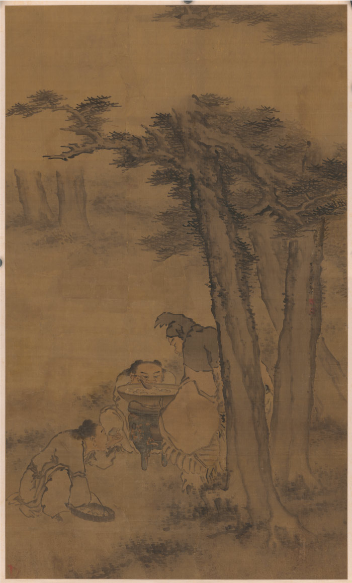 团时根-《松下煮羹图》高清作品