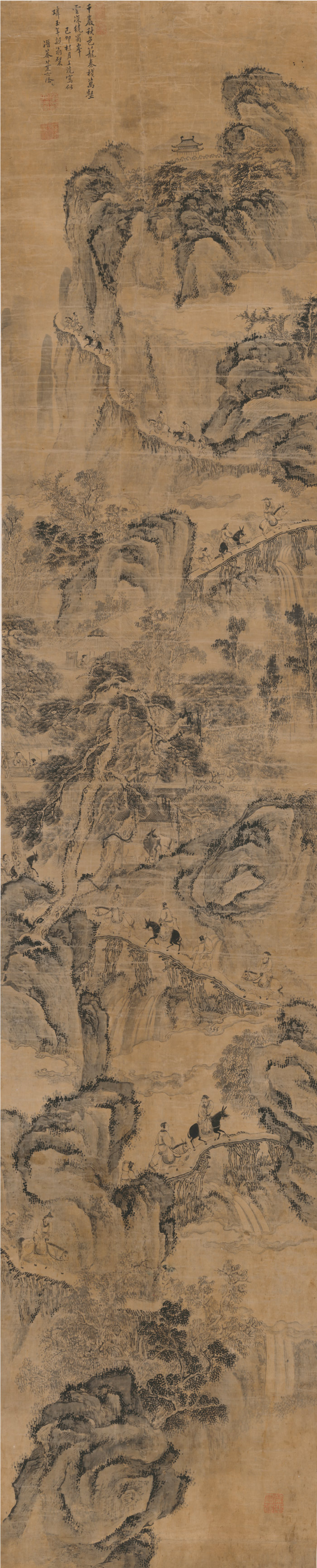 清 叶六隆-《蜀峰栈道图》高清作品 236X48