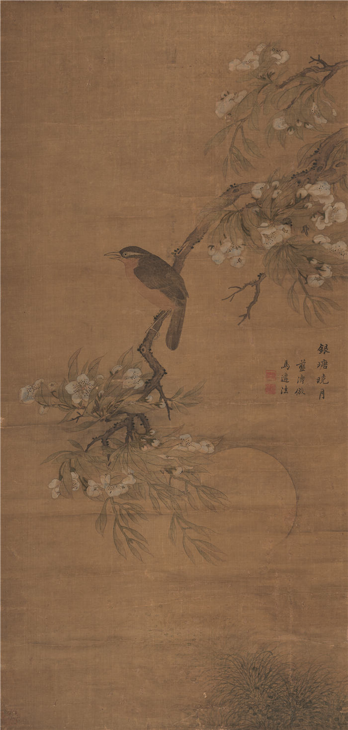 清 蓝涛《银塘晓月图》高清作品 98X47