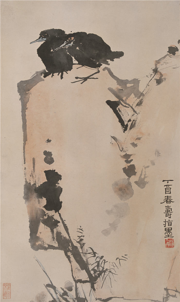 潘天寿 《双鹰》高清作品  33-56cm