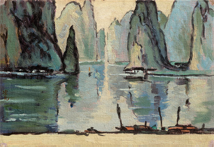 涂克 《漓江渡口》高清作品