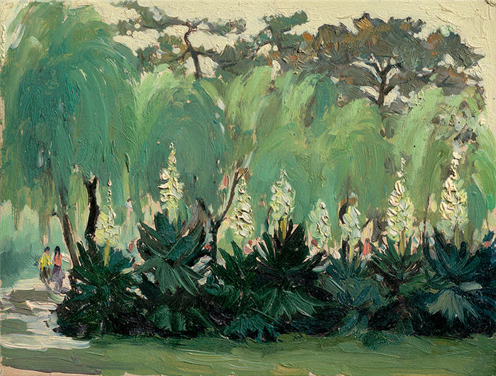 涂克 《上海公园一角》油画高清作品