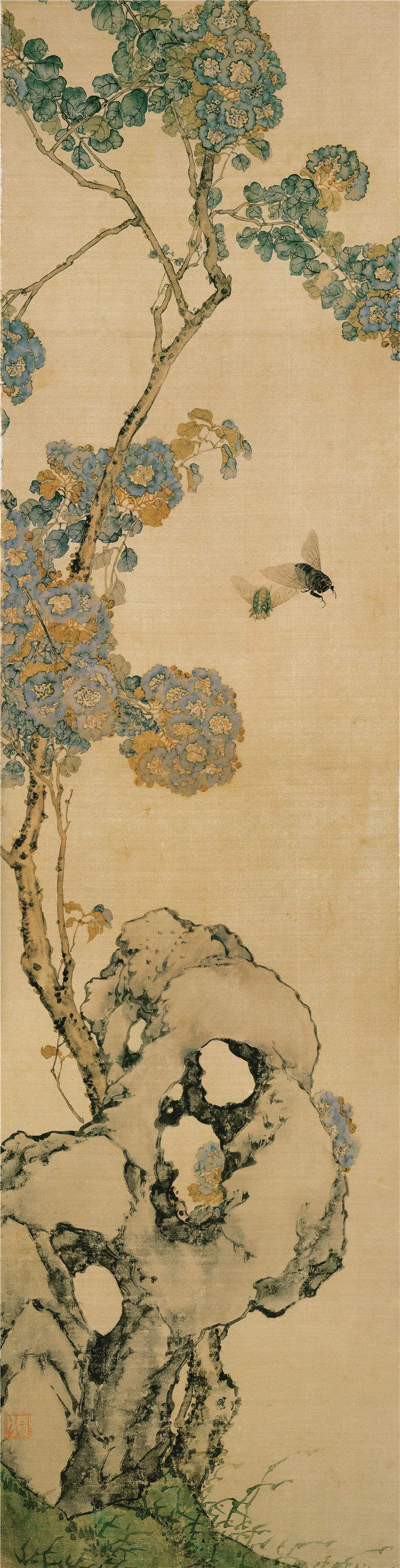 清 居廉-花卉四屏之四纸本100x25.5