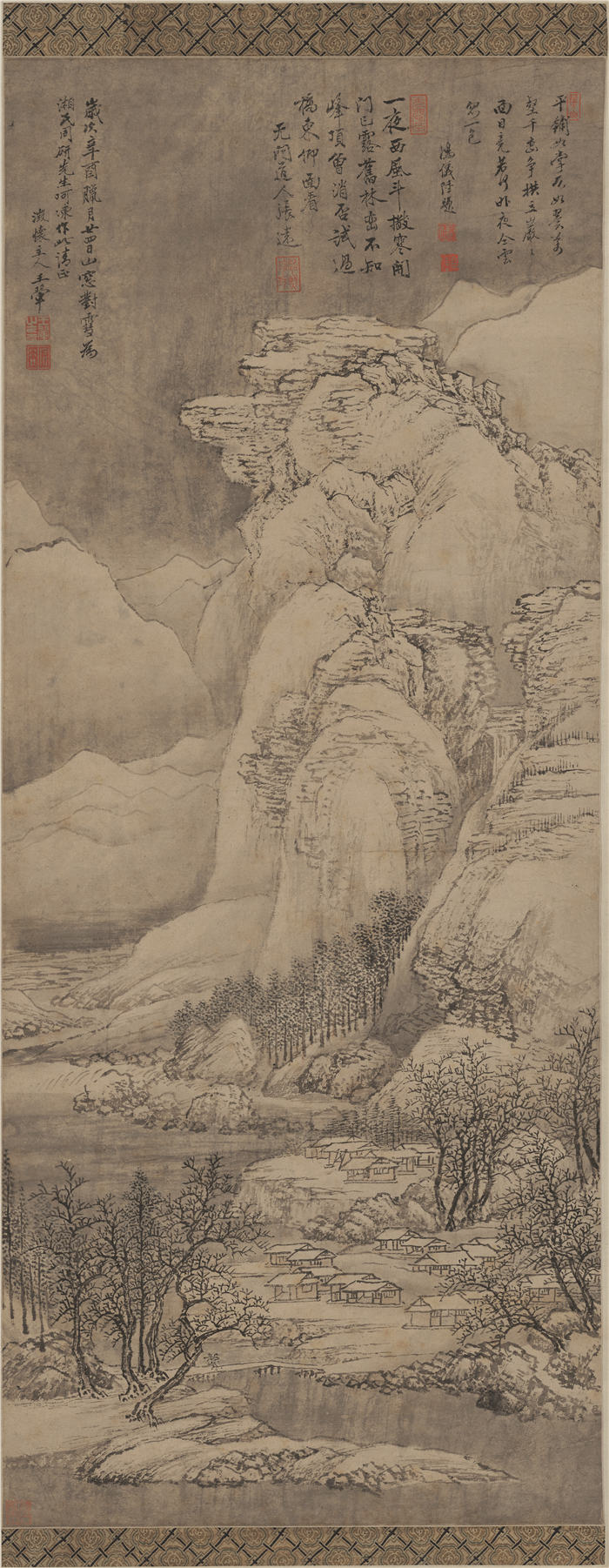 清-王翚 《山窗封雪图》 纸本高清作品  34.3x88.4