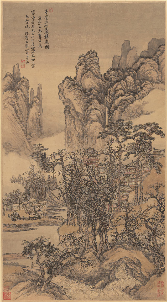 清-王翚 《仙山楼观图》 纸本高清作品 47.6x86.1 