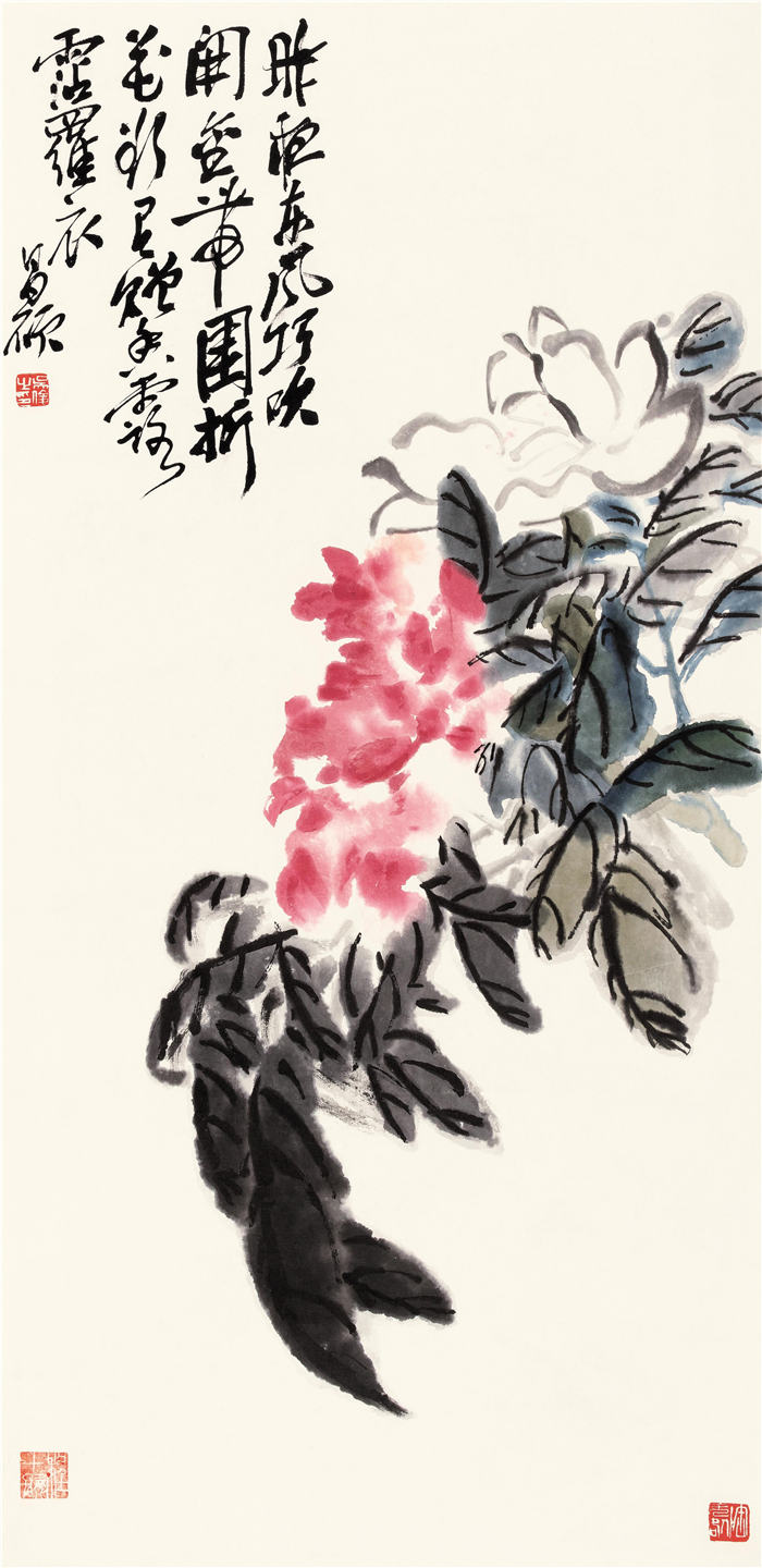 清 吴昌硕 《牡丹》纸本立轴高清作品 93x45