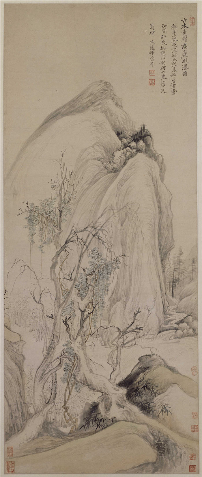 清 恽寿平 《古木垂萝图轴》纸本104.9x43 