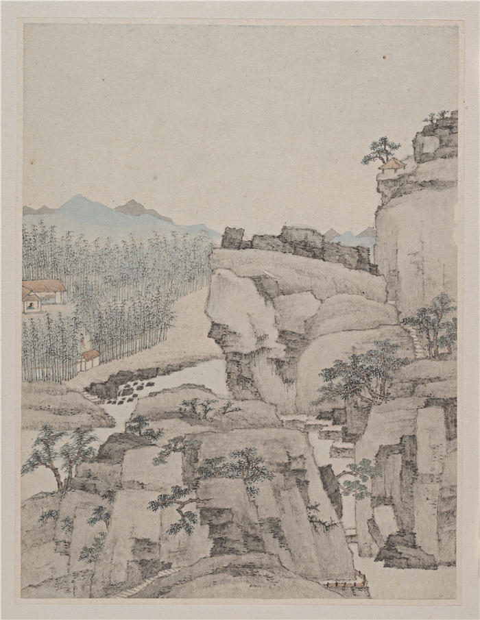 明 萧云从 《山水图轴》高清作品 67×52