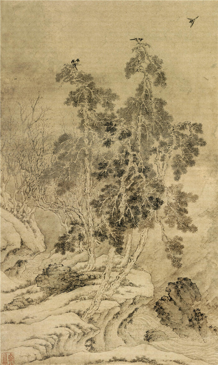 明 文徵明《山水立轴》高清作品 72x43