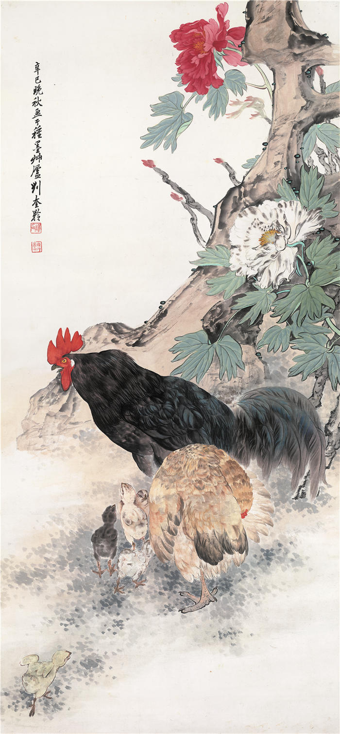 刘奎龄-《鸡鸣富贵图》高清作品
