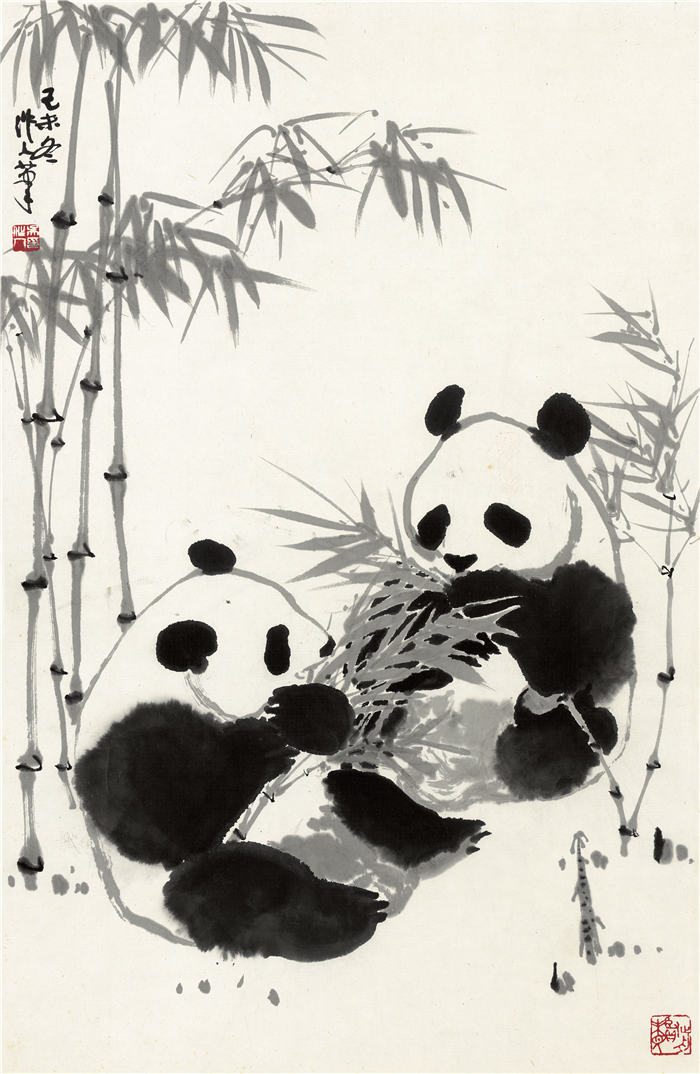 吴作人-《双熊猫》高清作品
