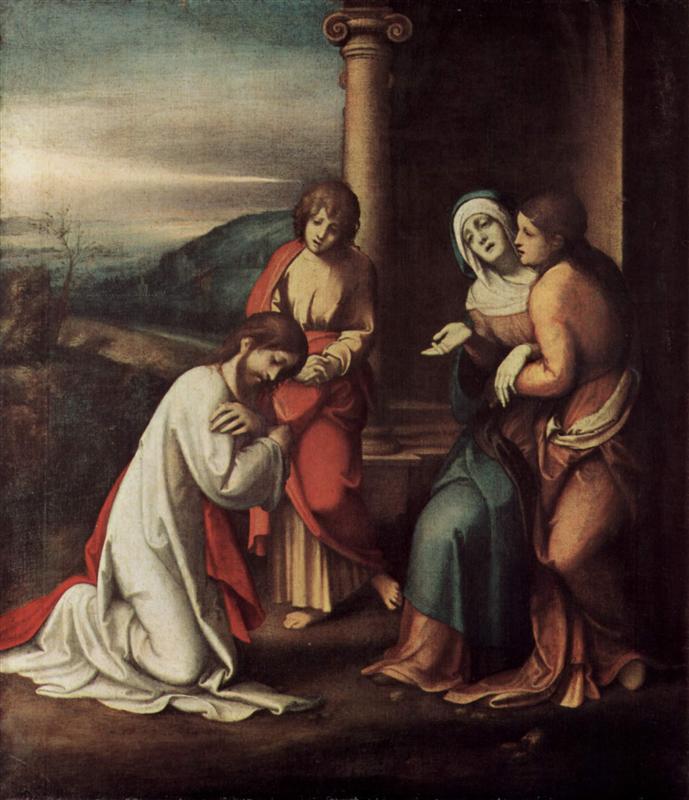 科雷焦（Correggio）作品-基督离开马利亚，与马利亚和马大，拉撒路的姐妹
