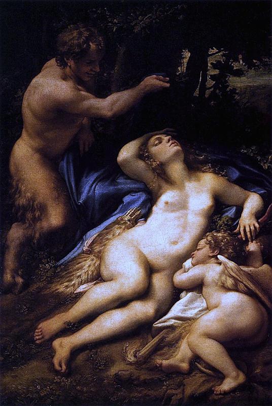 科雷焦（Correggio）作品-维纳斯、色狼和丘比特
