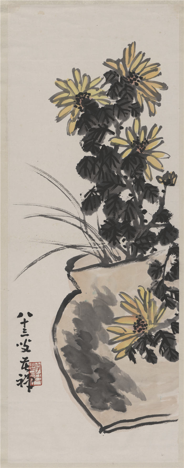 李苦禅-《菊花图轴》高清作品