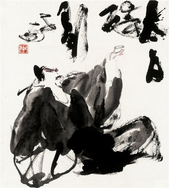 李世南-《太白醉酒》高清作品-68.5x60.5 