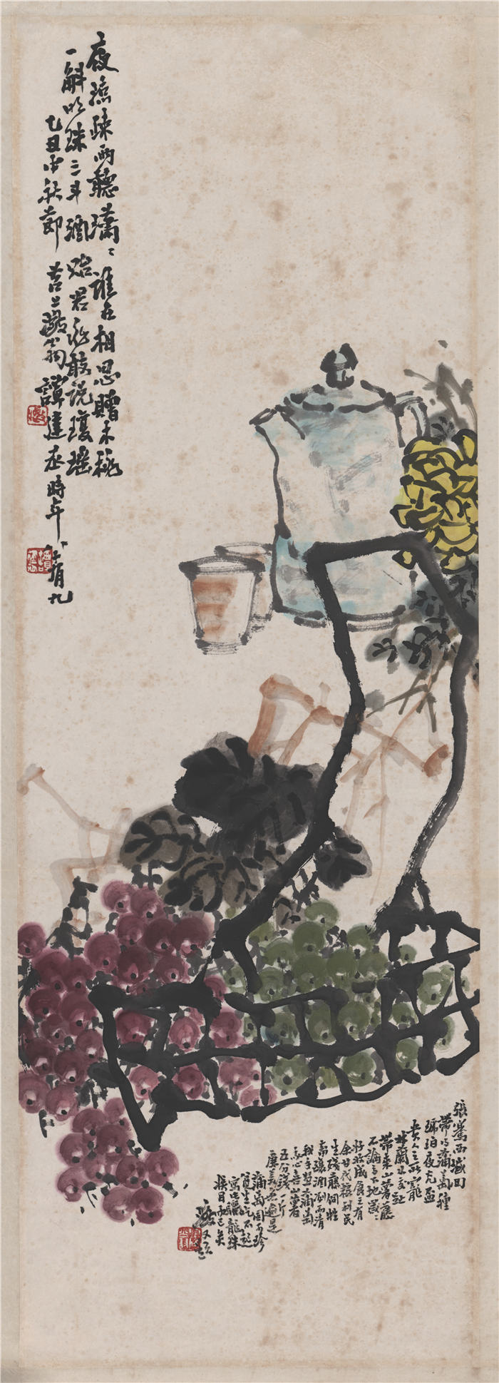 谭建丞《菊花图轴》高清作品