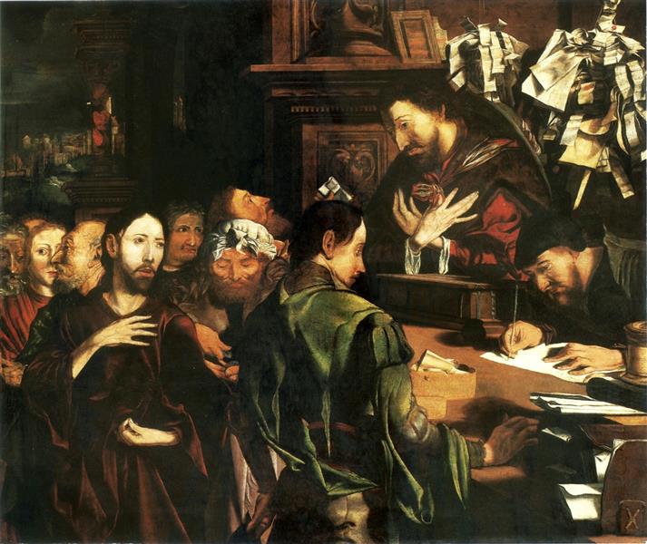 马里努斯·范·雷默斯瓦莱（Marinus van Reymerswaele）作品-圣马太的呼召