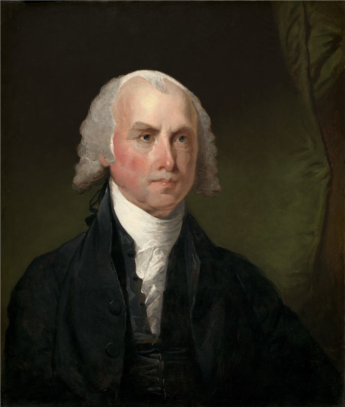 吉尔伯特·斯图尔特（Gilbert Stuart，美国画家）高清作品-詹姆斯·麦迪逊，约1821年