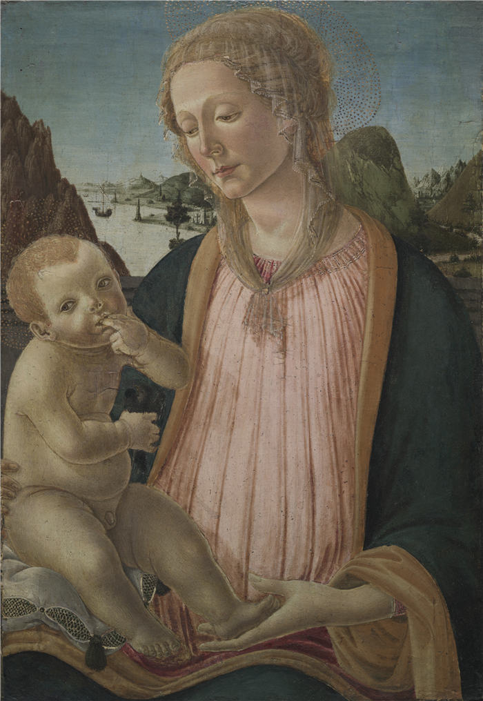 弗朗切斯科·博蒂奇尼(Francesco Botticini,1448-1498,意大利)麦当娜和孩子