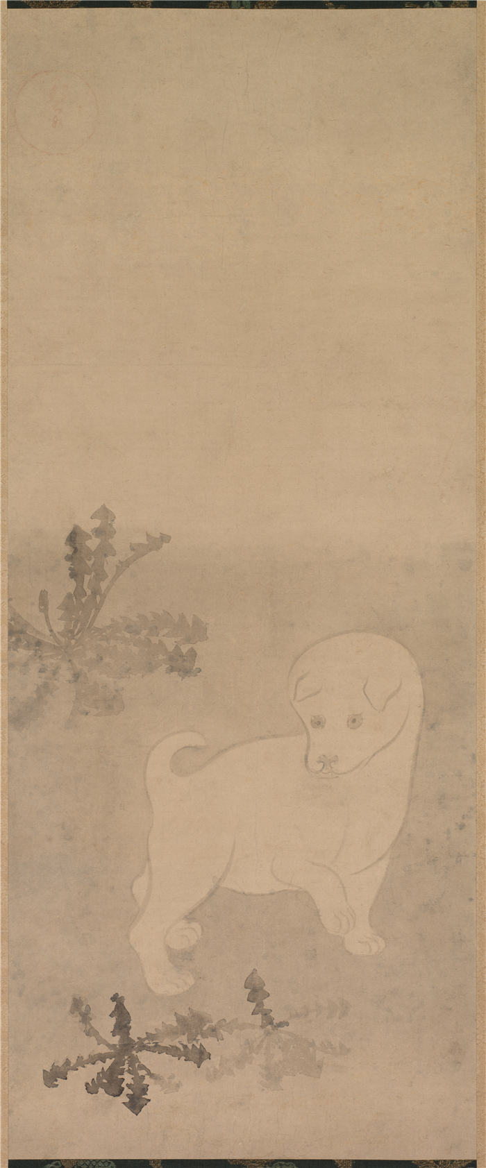 Tawaraya Sotatsu 俵屋宗达（日本）-小狗与蒲公英，1600-1640 年