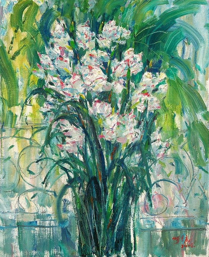 张重庆油画高清作品《蝴蝶兰》 01