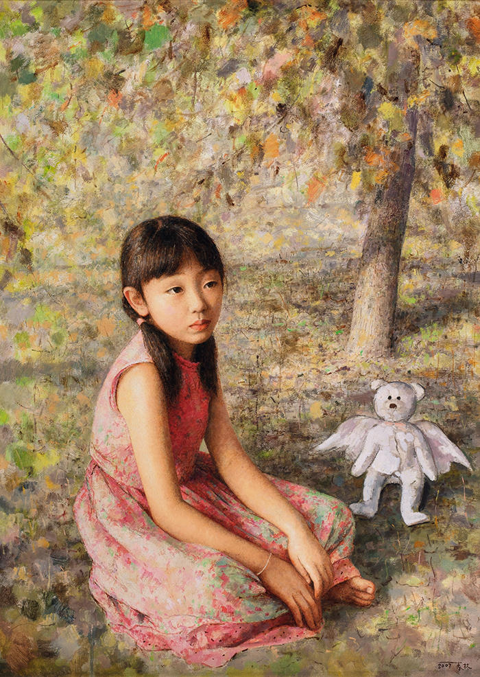 朱春林油画高清作品《阳光天使》