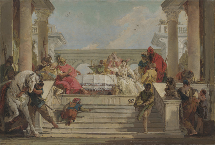 乔瓦尼·巴蒂斯塔·提埃波罗,Giovanni Battista Tiepolo - The Banquet of Cleopatra高清作品
