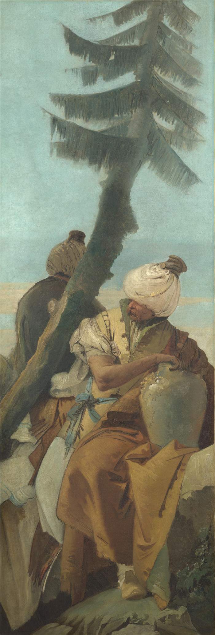 乔瓦尼·巴蒂斯塔·提埃波罗,Giovanni Battista Tiepolo - Two Orientals seated under a Tree高清作品