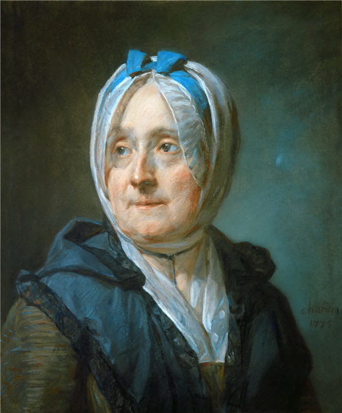 让-西蒙·夏尔丹（Jean-Siméon Chardin）油画高清作品24-老妇人肖像油画