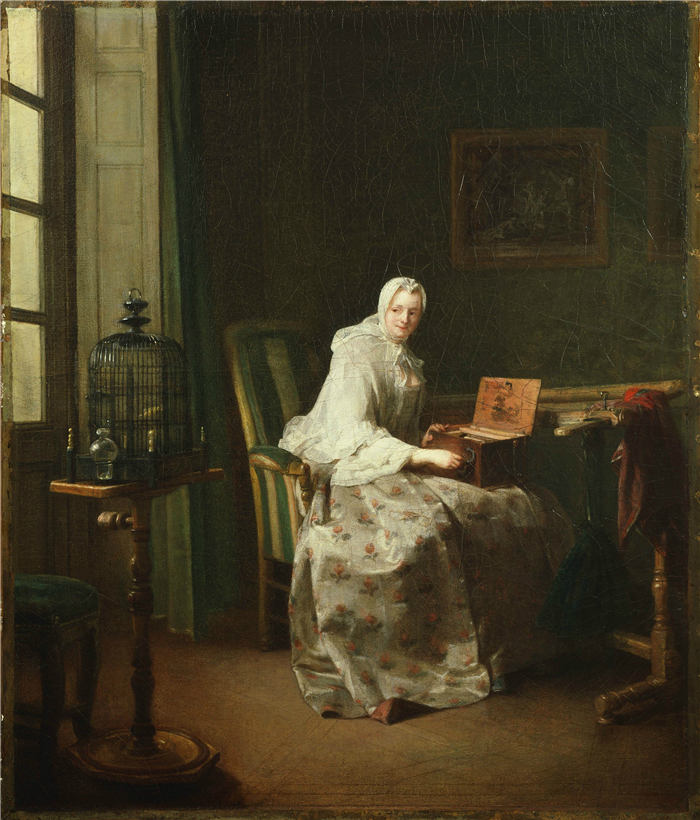 让-西蒙·夏尔丹（Jean-Siméon Chardin）油画高清作品11-The Serinette八音琴