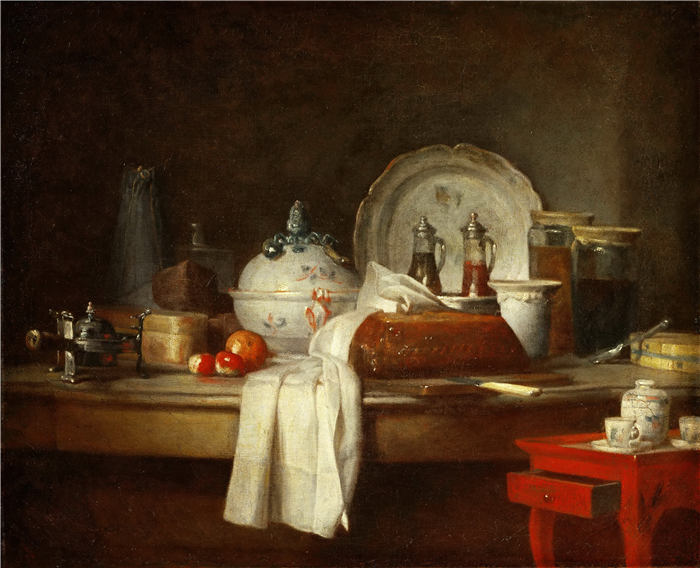 让-西蒙·夏尔丹（Jean-Siméon Chardin）油画高清作品14-餐桌上的银器