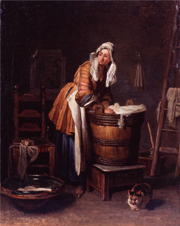 让-西蒙·夏尔丹（Jean-Siméon Chardin）油画高清作品7—洗衣妇油画