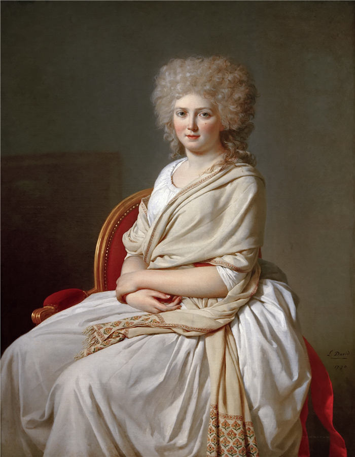 雅克·路易·大卫（ Jacques-Louis David）高清作品 (54)《索西伯爵夫人安妮-玛丽-路易丝·泰鲁森的肖像》