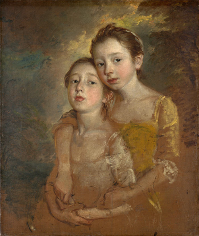 托马斯·庚斯博罗(Thomas Gainsborough)高清作品 050-两个女孩油画欣赏