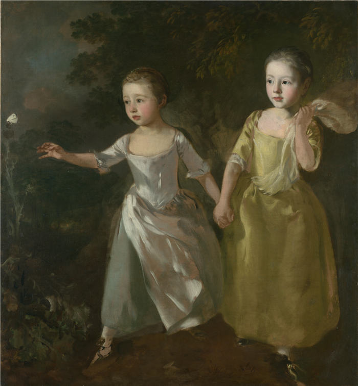 托马斯·庚斯博罗(Thomas Gainsborough)高清作品 -追逐蝴蝶的小女孩 053