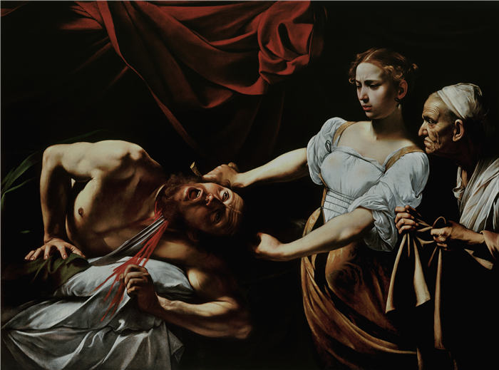 卡拉瓦乔(Caravaggio,意大利画家)-Judith Beheading Holofernes-Caravaggio (c.1598-9)