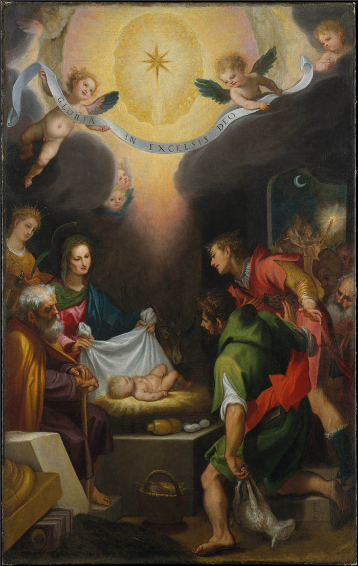 卡拉瓦乔（Caravaggio，意大利画家）-The Adoration of the Shepherds with Saint Catherine of Alexandria
