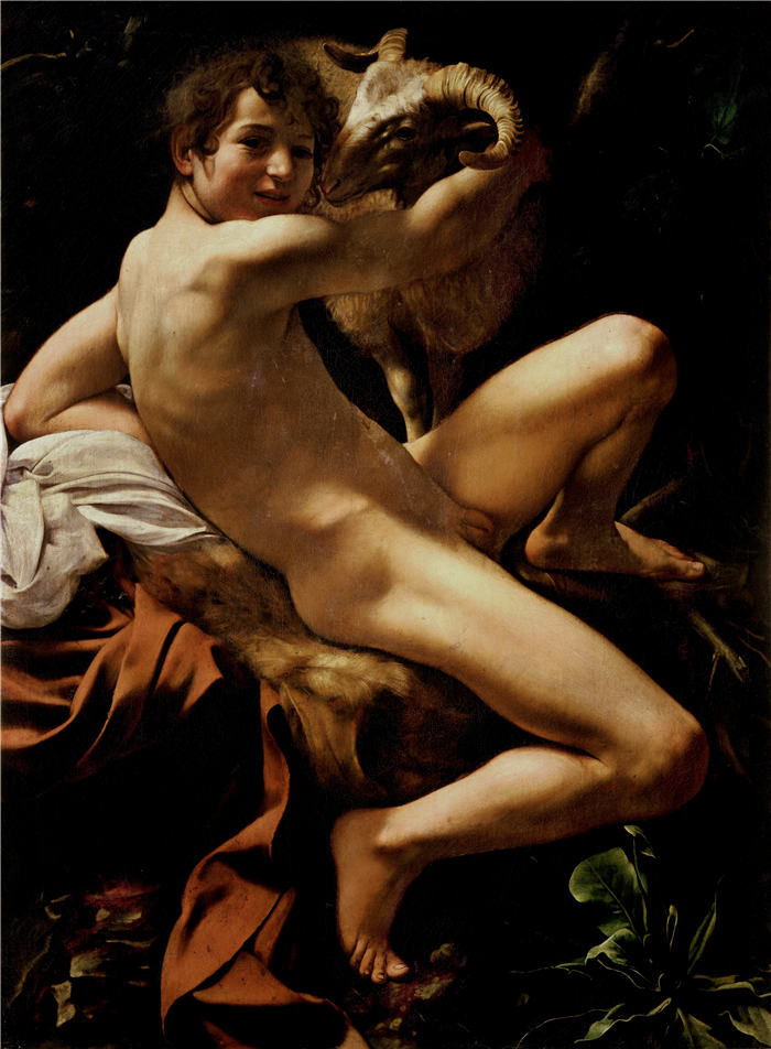 卡拉瓦乔（Caravaggio，意大利画家）-Saint John the Baptist (Youth with a Ram) (c._1602)