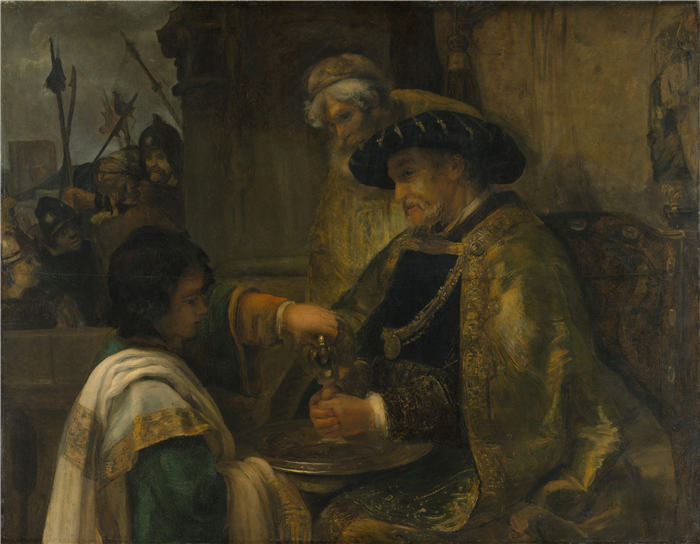 伦勃朗·范·瑞恩 (Rembrandt van Rijn，荷兰 ) 作品-彼拉多洗手油画 073