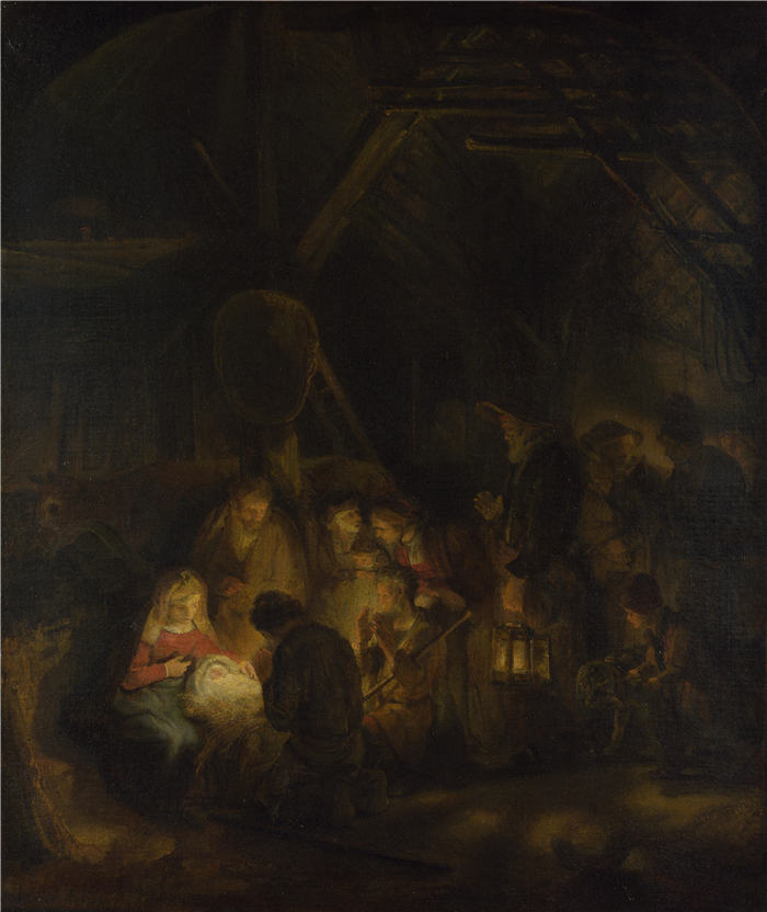 伦勃朗·范·瑞恩 (Rembrandt van Rijn，荷兰 ) 作品- 牧羊人的崇拜 016