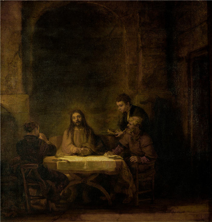 伦勃朗·范·瑞恩 (Rembrandt van Rijn，荷兰 ) 作品-伊玛努斯的晚餐 005