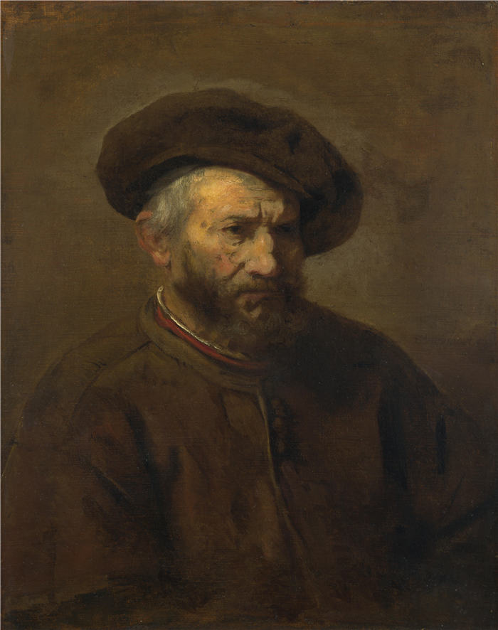 伦勃朗·范·瑞恩 (Rembrandt van Rijn，荷兰 ) 作品-戴帽子的老人肖像 042