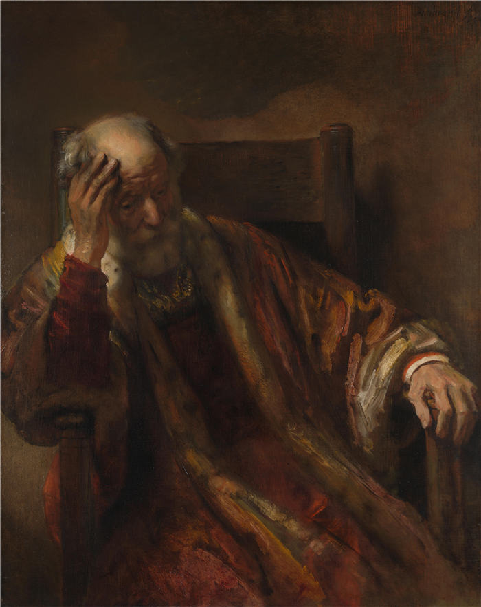 伦勃朗·范·瑞恩 (Rembrandt van Rijn,荷兰 ) 作品 -扶手椅上的老人 039