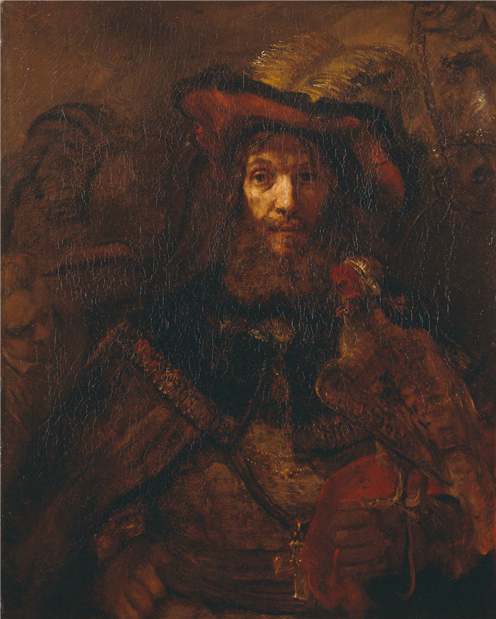 伦勃朗·范·瑞恩 (Rembrandt van Rijn，荷兰 ) 作品-男子与他手腕上的一只猎鹰 105