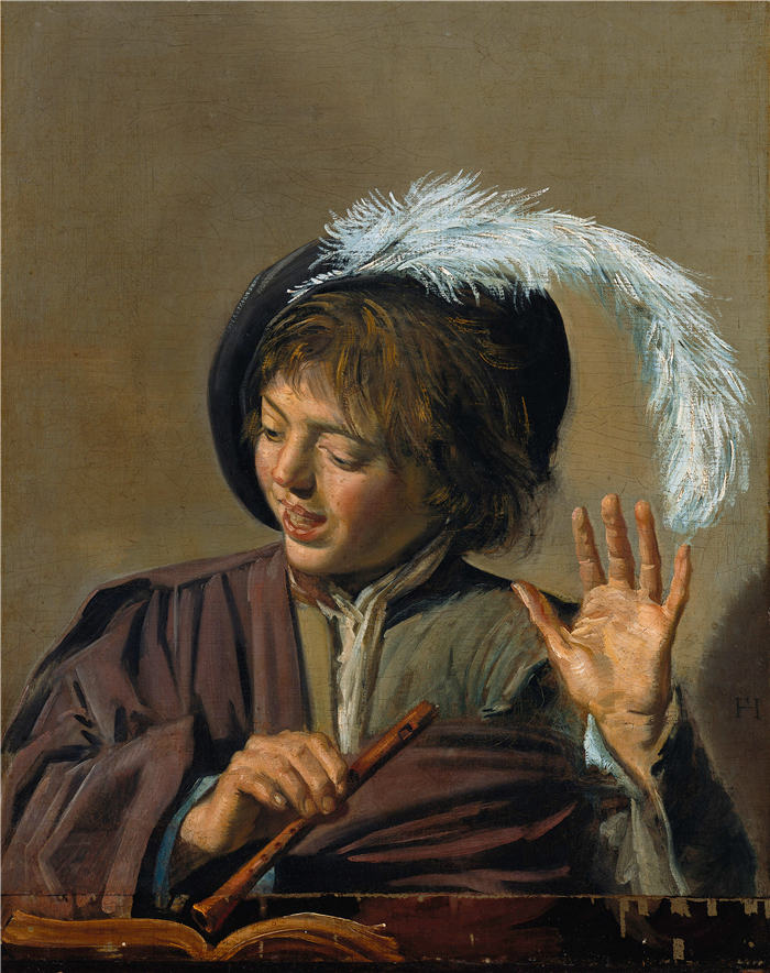 弗兰斯·哈尔斯（Frans Hals，荷兰）高清作品-05《唱歌的男孩与长笛》